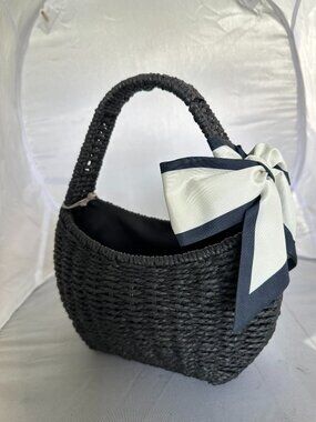 NWT a new day Black Woven Structured Mini Handbag with Bow